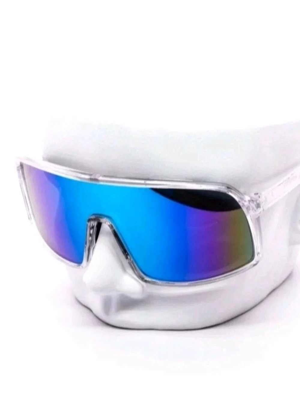 Cycling Sunglasses - Mirrored Blue Shield Lens